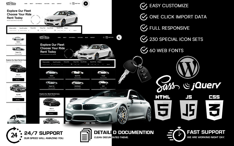 RentRider - Car Rental WordPress Theme