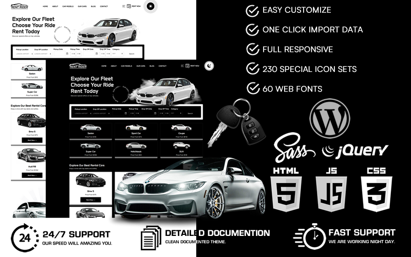 RentRider - WordPress-thema voor autoverhuur