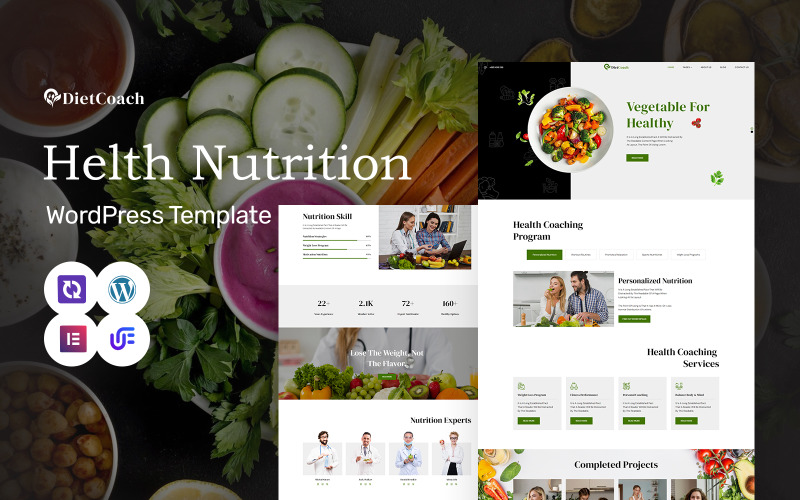 Diet Coach - Диетологи и специалисты по питанию WordPress Elementor Theme