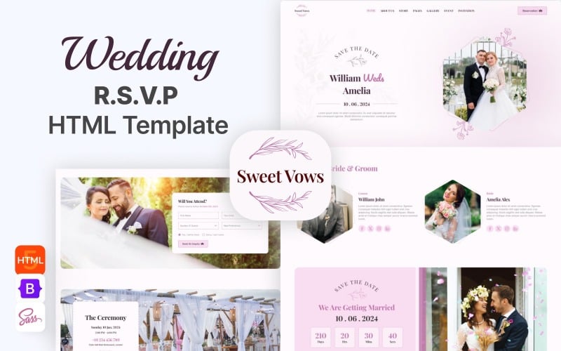 Sweet Vows - Schönes responsives HTML-Website-Template für Hochzeiten