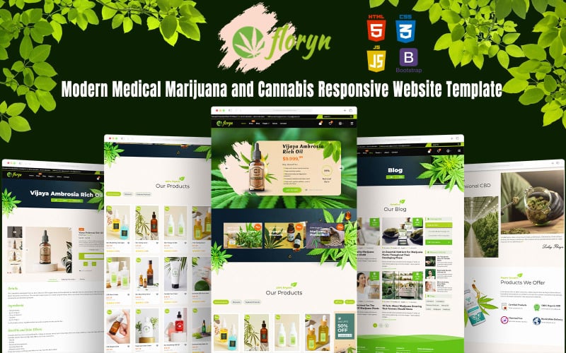 Floryn – Modern orvosi marihuána és kannabisz reszponzív webhelysablon