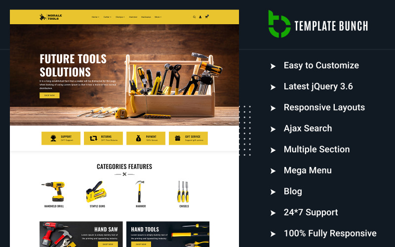 Morale Tools - E-ticaret için Duyarlı Shopify Teması