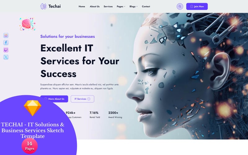 TECHAI - Plantilla de diseño de soluciones de TI y servicios empresariales