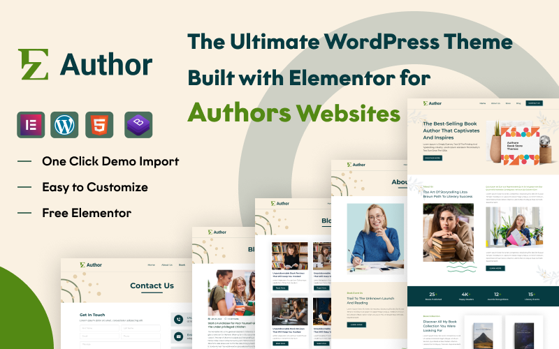 EZ Author: Um tema WordPress elegante para escritores profissionais com Elementor