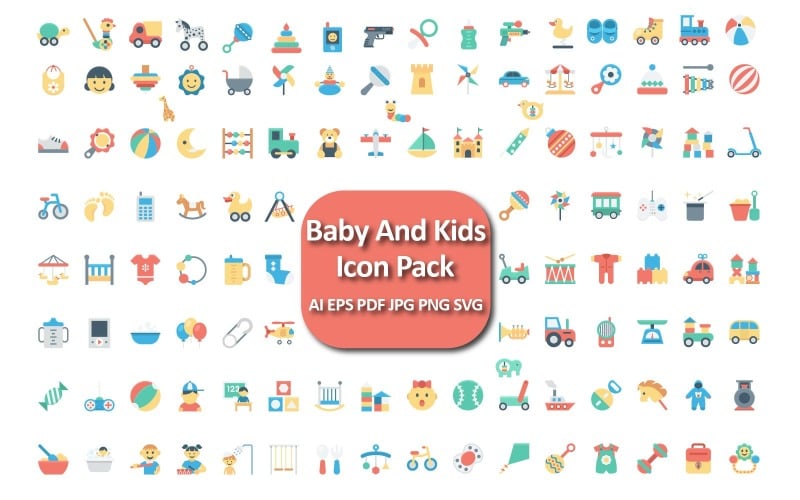 Niedliches und verspieltes Baby- und Kinder-Icon-Set