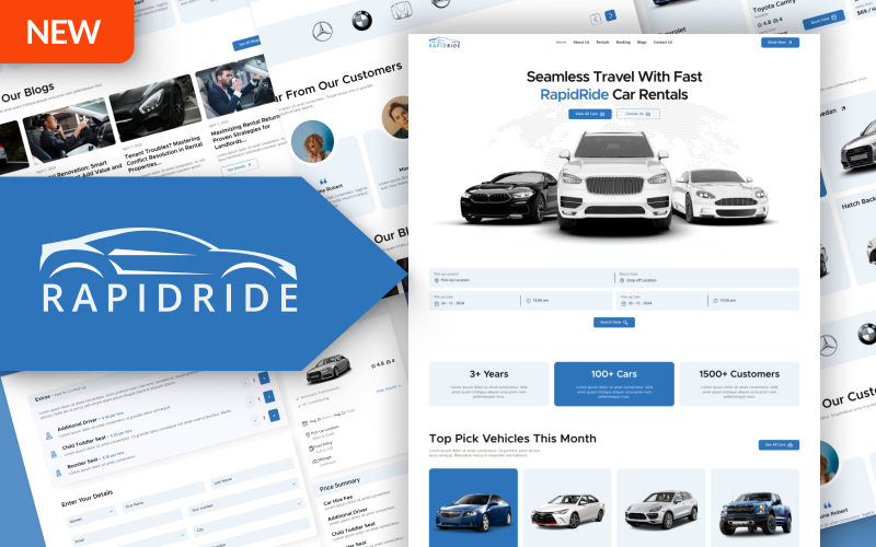 RAPID RIDE - Modelo de site HTML 5 responsivo para aluguel de carros