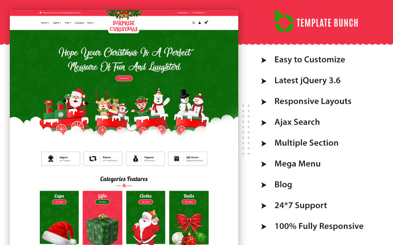 Surprise Christmas - Responsivt Shopify-tema för e-handel