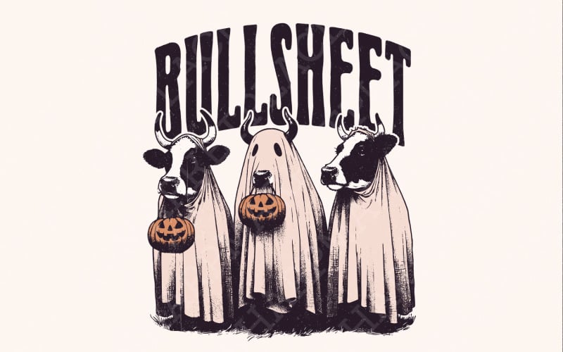 Bullsheet Png, Halloween Png, Mucca Png, Mucca fantasma Png, Spettrale Png, Disegni a sublimazione, Divertente