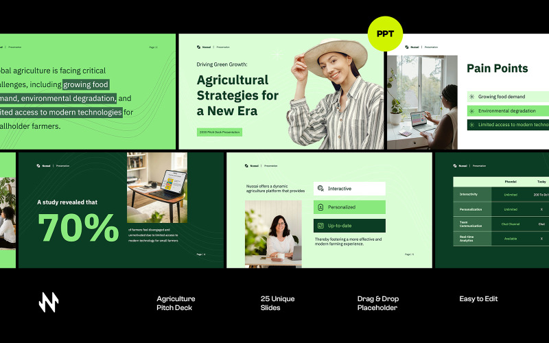 Pitch Deck de Agricultura em PowerPoint