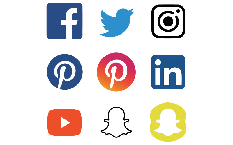 Set met logo's en pictogrammen voor sociale media