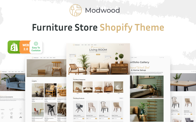 Modwood - Sklep z meblami i wystrojem wnętrz Motyw Shopify