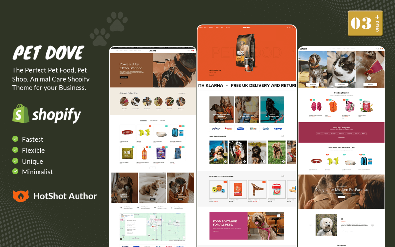 Pet Dove - 宠物食品、宠物店、动物护理 Shopify 主题