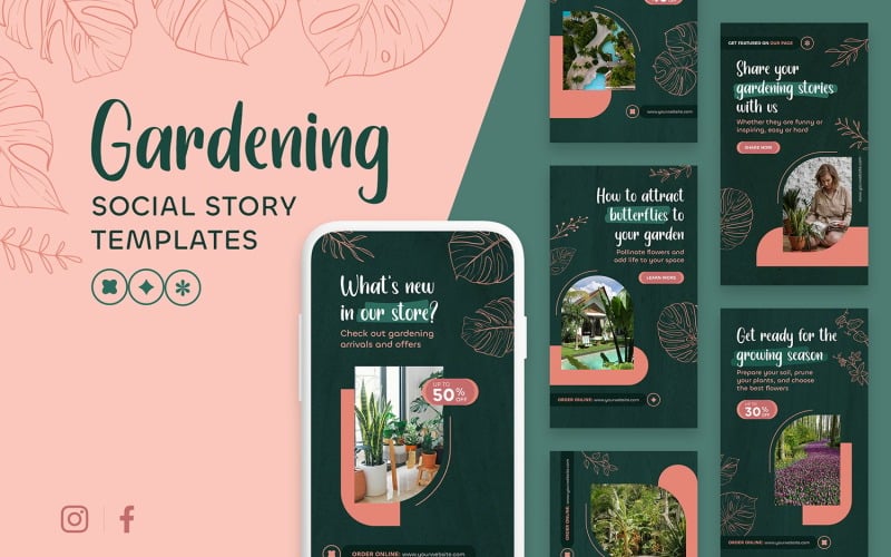 Plantillas de historias de jardinería