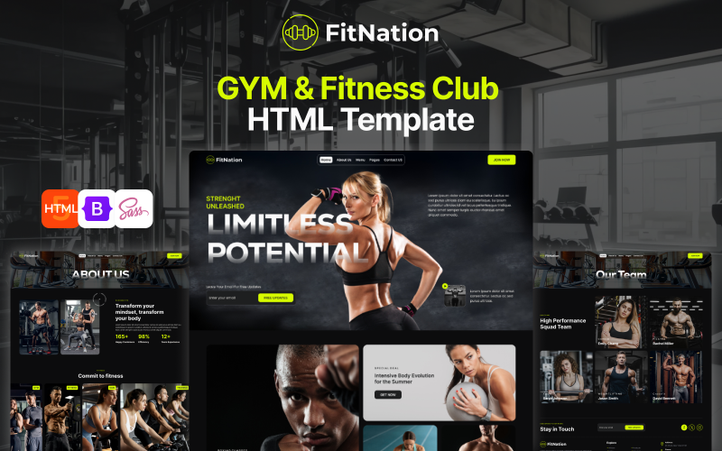 Fit Nation - Modèle HTML5 réactif pour salle de sport et club de fitness