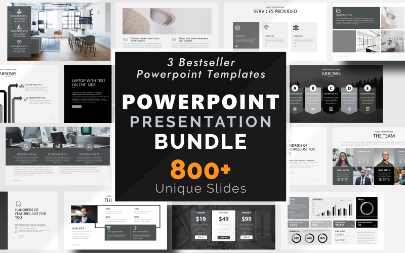 PowerPoint-presentatiesjabloonbundel, 800 PPT-dia's, perfect voor Pitch Deck-presentaties