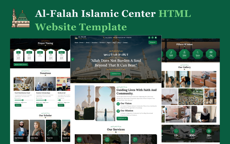 Al-Falah - Шаблон HTML-сайта Исламского центра