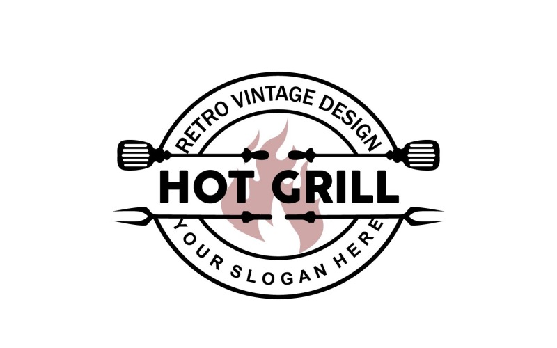 Barbeque Logo Hot Grill Design BBQ GrillV6