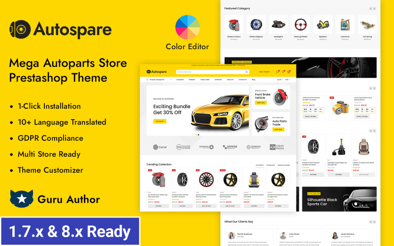 Autospare - адаптивна тема Prestashop для магазину автомобілів і автозапчастин