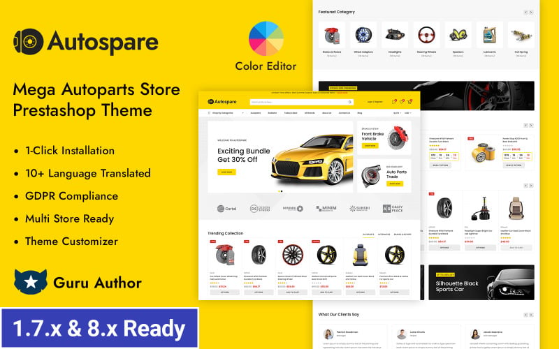 Autospare - Магазин автомобилей и автозапчастей Prestashop Responsive Theme