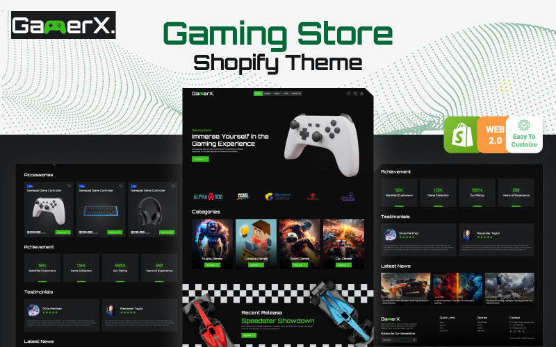 Gamerx – Digital Gaming Store Shopify 2.0 téma