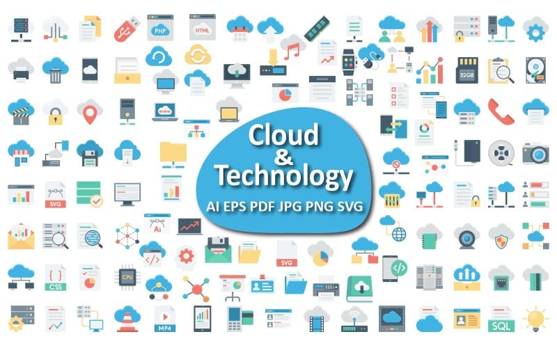 Cloud Data Technology Icon Set