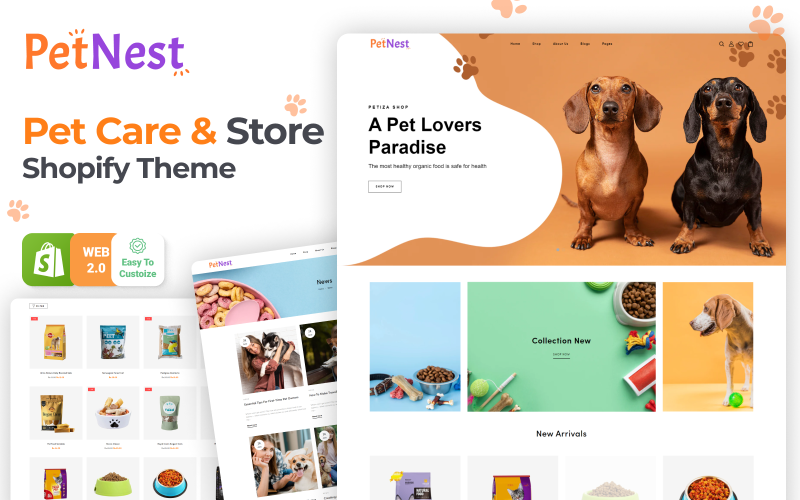 Petnest - Shopify-thema voor dierenwinkel en dierenverzorging