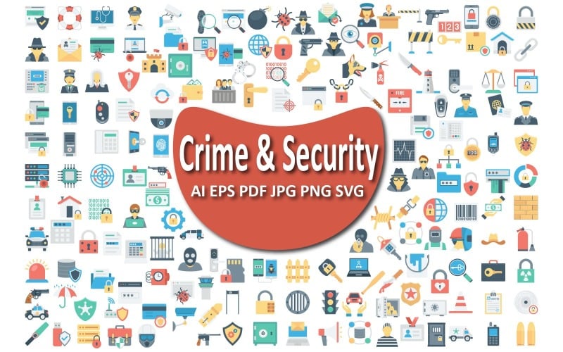 Crime and Security Icon Collection for Safety Projects