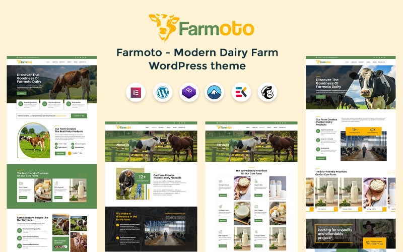 Farmoto – Modernes WordPress-Theme für Kuh- und Milchfarmen