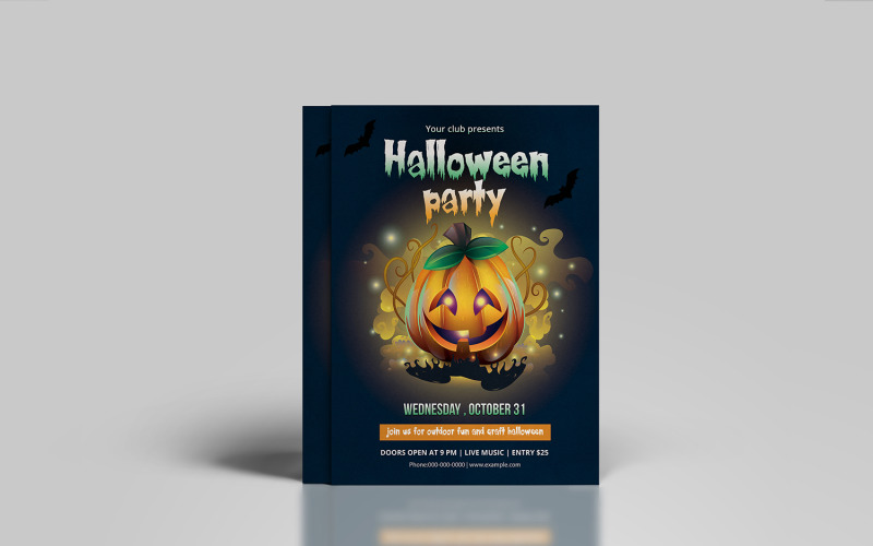 Invito volantino festa di Halloween, Word e Psd