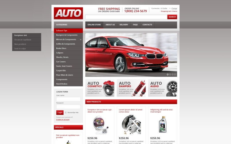 Modello VirtueMart per ricambi auto