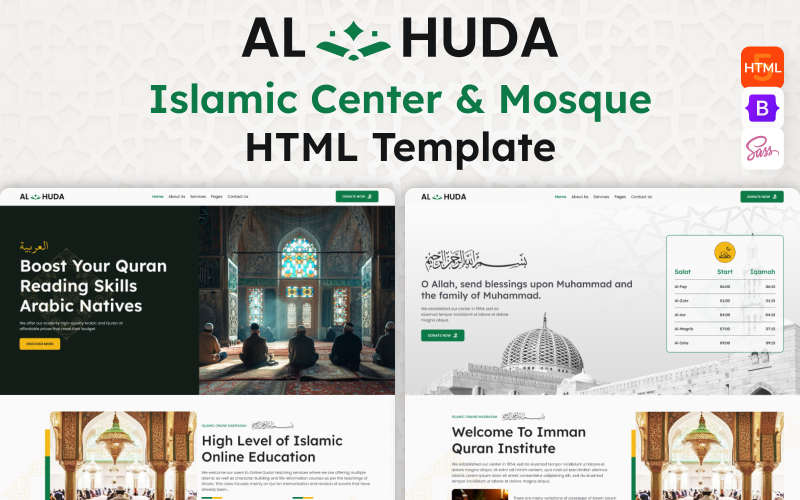 AL HUDA -电子学习伊斯兰中心 & Moskee HTML5 Website Template