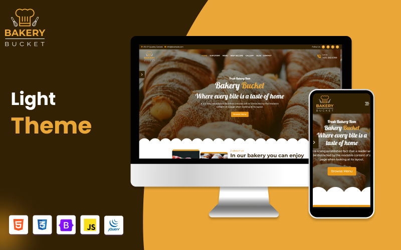 Bakery Bucket – egyoldalas Bakery HTML webhelysablon