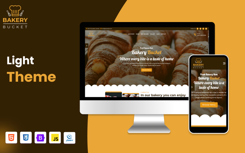 Bakery Bucket: plantilla de sitio web HTML de una página para panadería