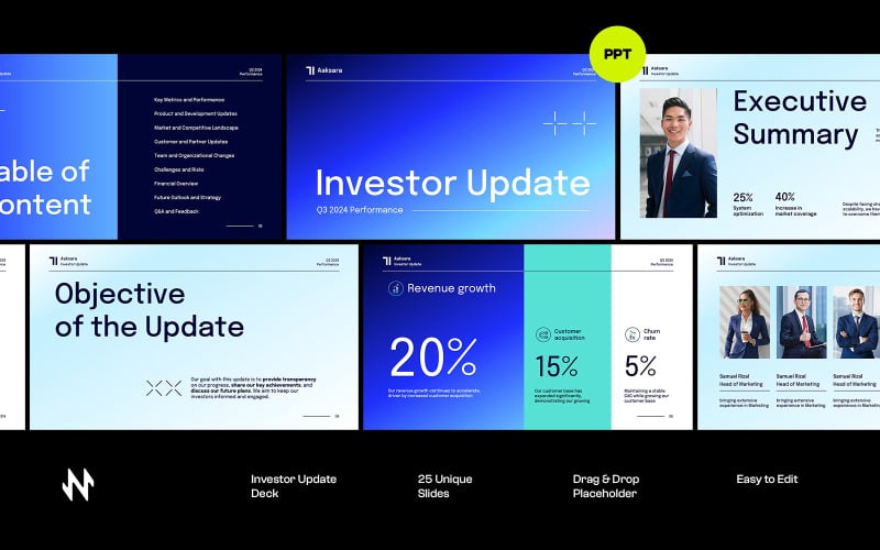 PowerPoint-Präsentation mit Investor-Updates