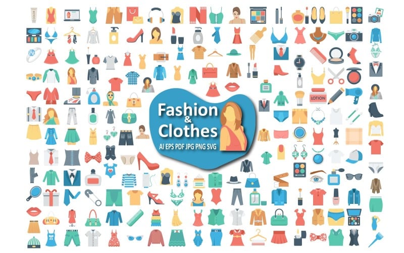 Stylish Fashion and Clothes Icon Set for Trendy Projects