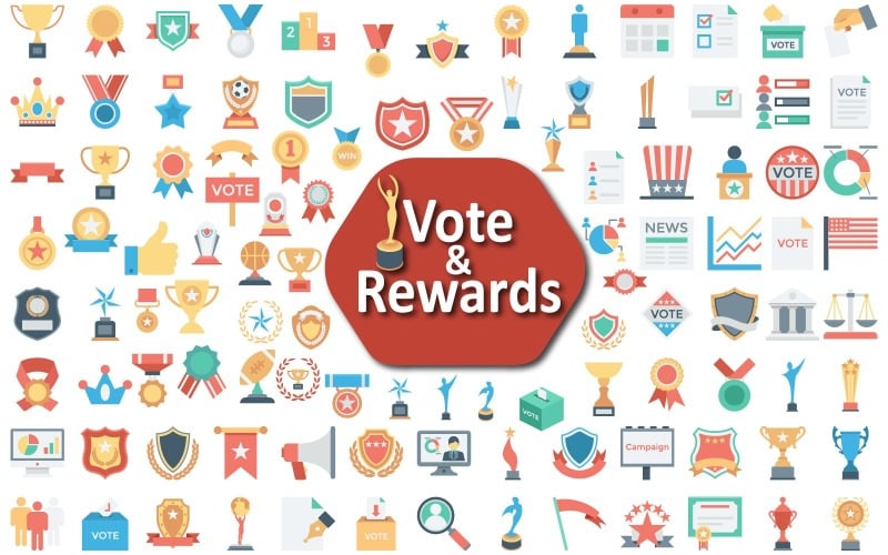 Vote and Rewards Icon Set for Interactive Projects