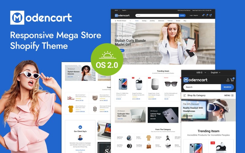 Moderncart - Çok Amaçlı Mega Mağaza Shopify 2.0 Duyarlı Tema