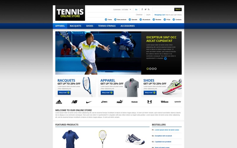 网球商店的ZenCart模型