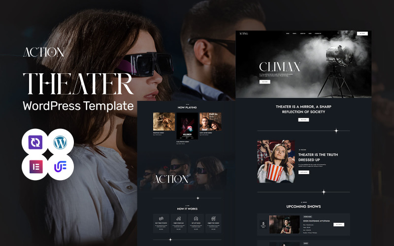 Tema Elementor de WordPress para espectáculos de teatro, estudios cinematográficos y presentaciones en vivo