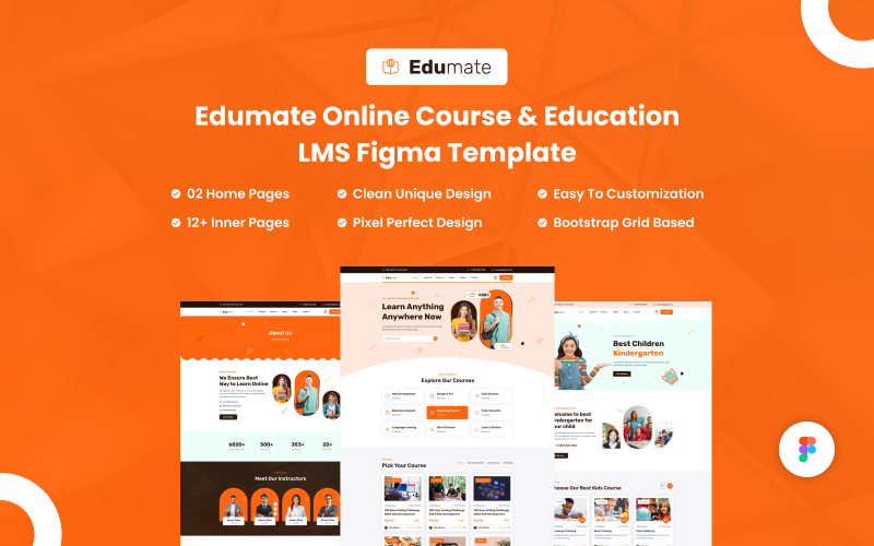 Edumate - Çevrimiçi Kurs ve Eğitim LMS Figma Şablonu