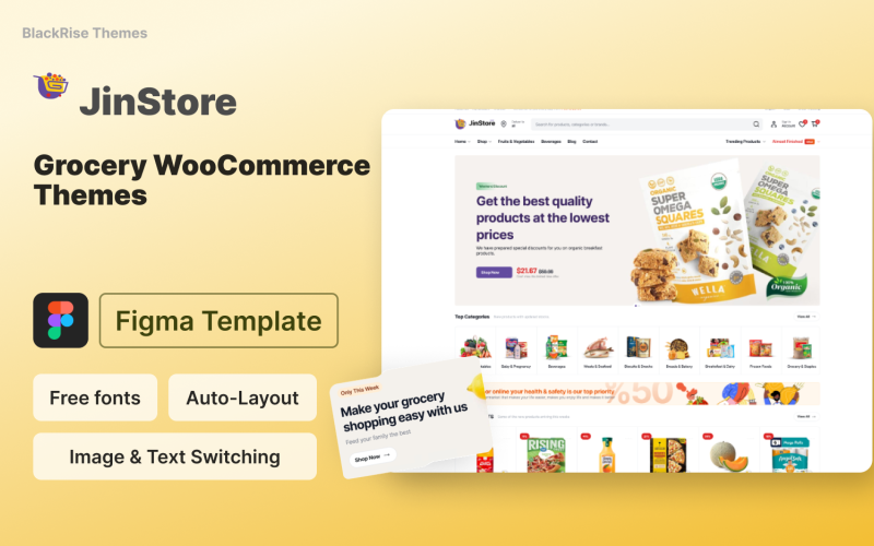 JinStore Grocery Figma Theme - Modern & Clean Design for Online Grocery Stores