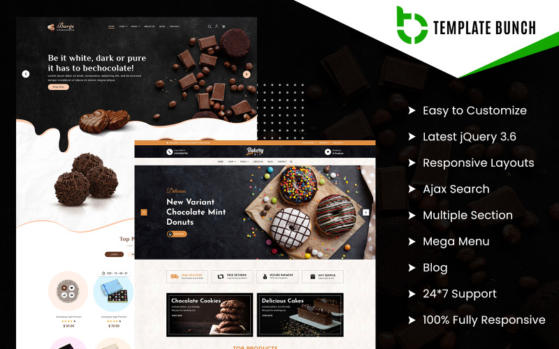 BargeBaker Chocolate – адаптивна тема Shopify для електронної комерції