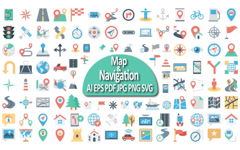 Map and Navigation Icon Set for Travel and Location-Based Projects