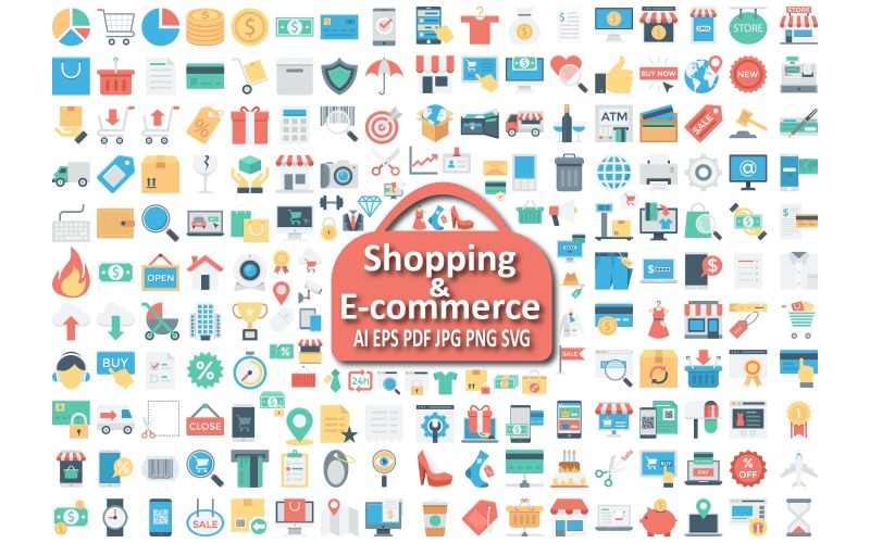 Shopping and E-commerce Icon Set for Retail and Online Business Projects