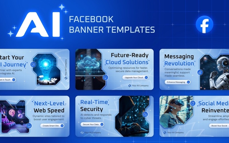 Plantillas de banners de Facebook sobre inteligencia artificial