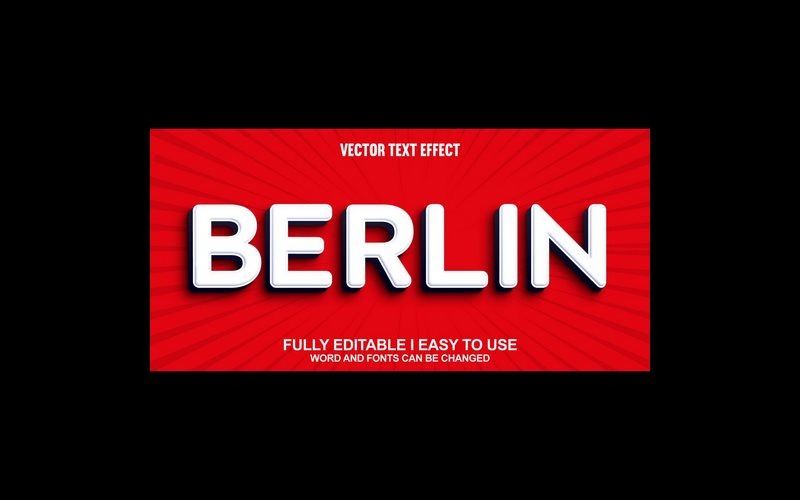 Berlin Fully Editable Vector 3D Text Effect