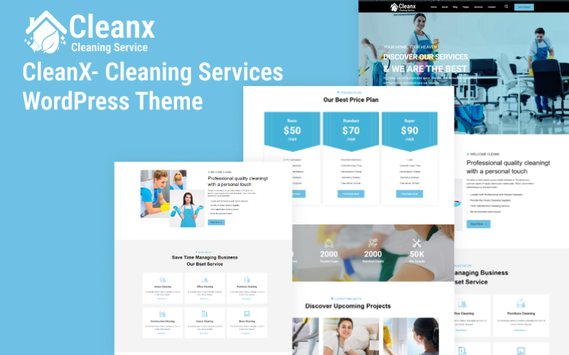 Cleanx – WordPress-Theme für Reinigungsdienste.