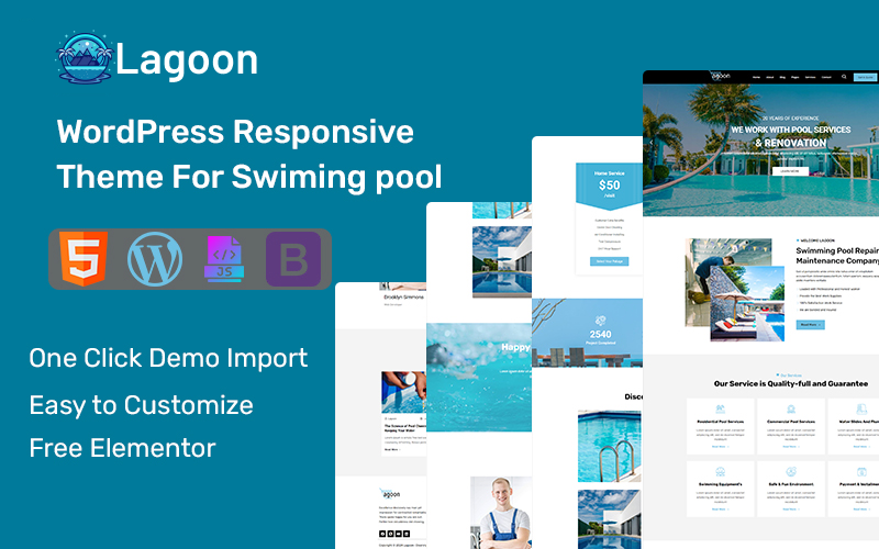 Lagoon — тема WordPress для ремонта и обслуживания бассейнов