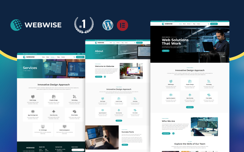 Шаблон Elementor Wordpress для цифрового решения и маркетинга Webwise