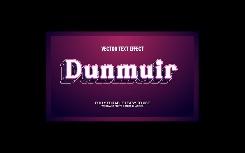 Efecto de texto 3D vectorial totalmente editable de Dunsmuir